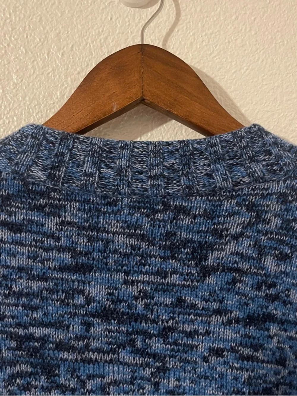 J. Crew 100% Cashmere Women’s XL Blue Marled Button-Shoulder Crewneck Sweater
